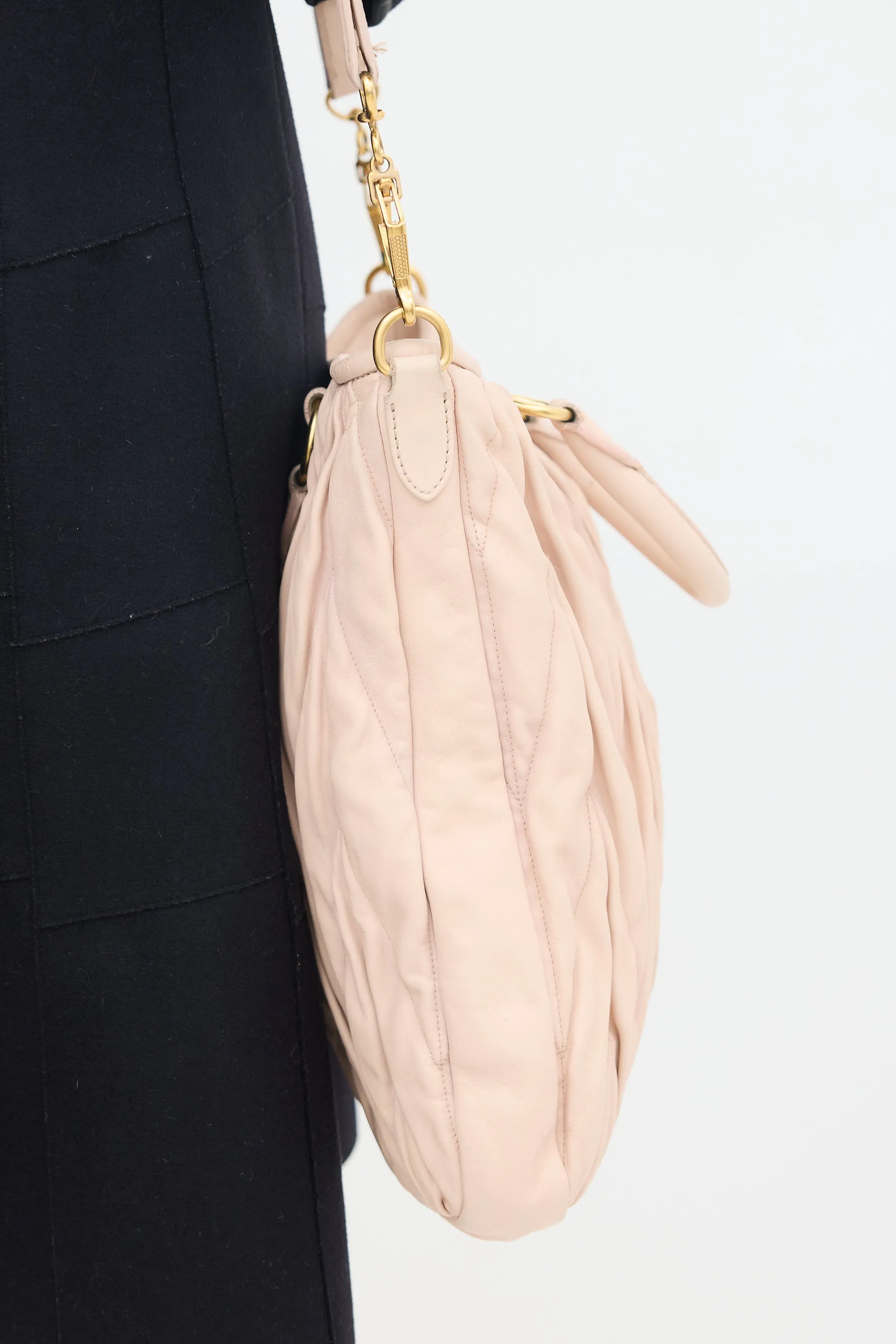 Pink Matelassé Leather Tote Bag