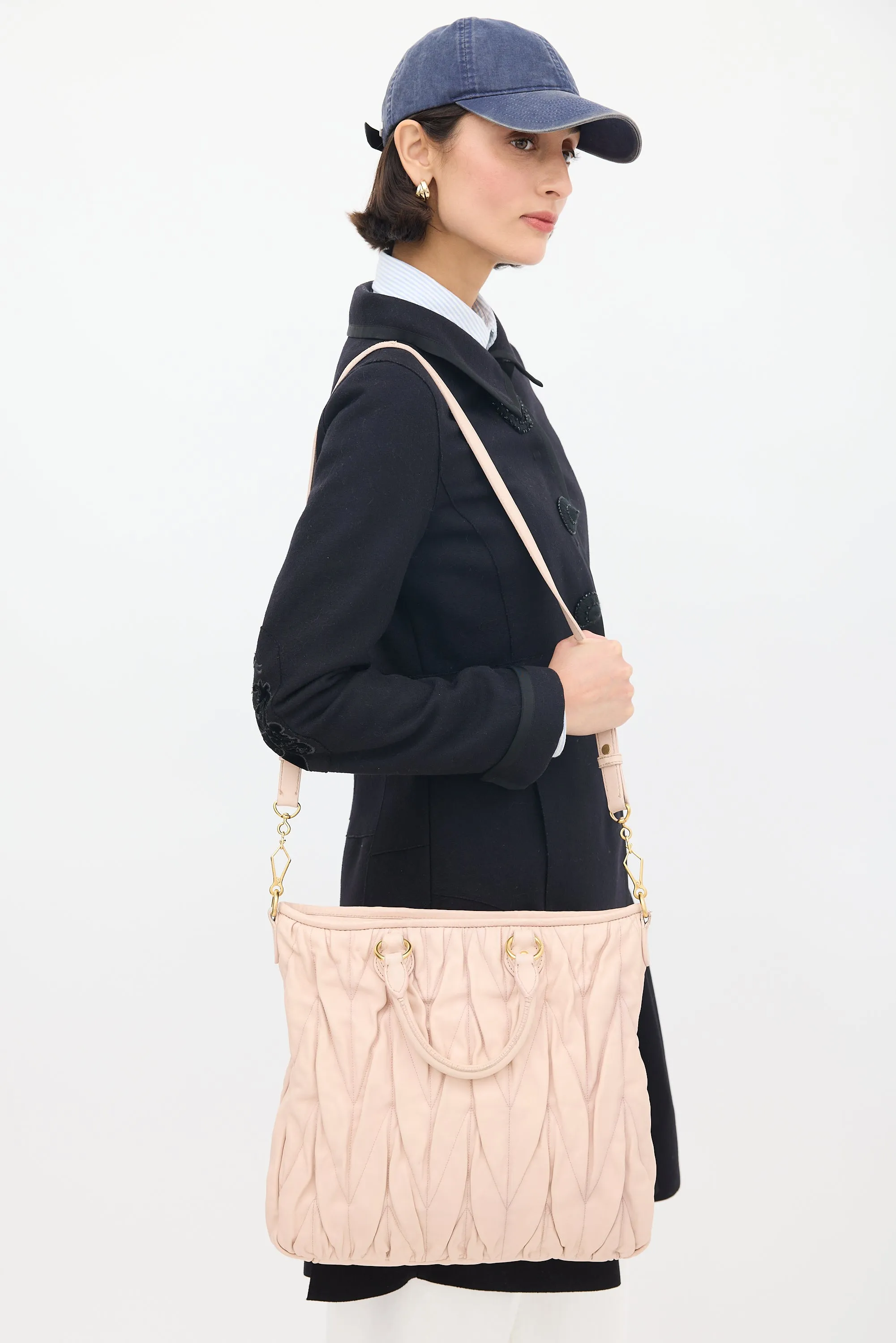 Pink Matelassé Leather Tote Bag