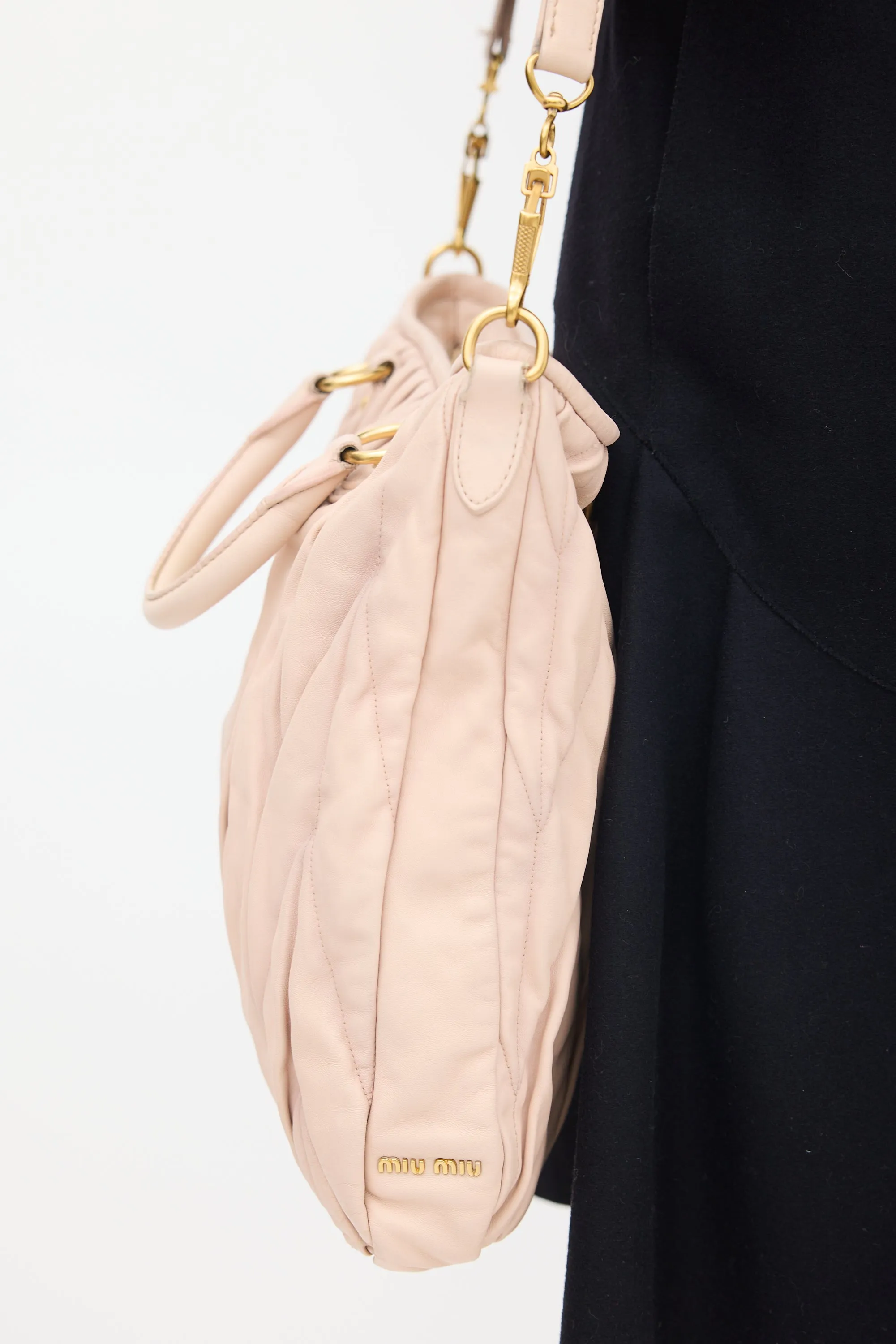 Pink Matelassé Leather Tote Bag