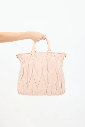Pink Matelassé Leather Tote Bag