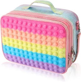Pop Lunch Box for Girls Kids Insulated Lunch Bag, Rainbow Push Bubble Girls Lunch Boxes for School Supplies Office, Leakproof Cooler Lunch Tote Bag with Adjustable Strap, Birthday Back to School Gifts