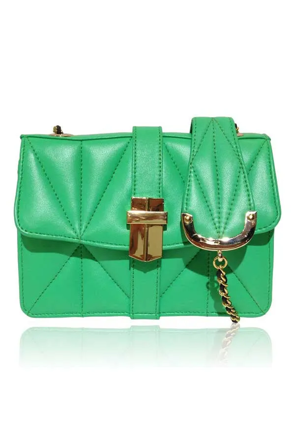 QUILTED SHEEP LEATHER MINI BOX BAG BRIGHT GREEN