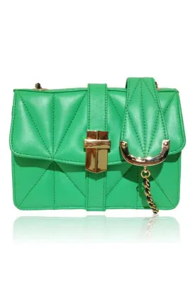 QUILTED SHEEP LEATHER MINI BOX BAG BRIGHT GREEN