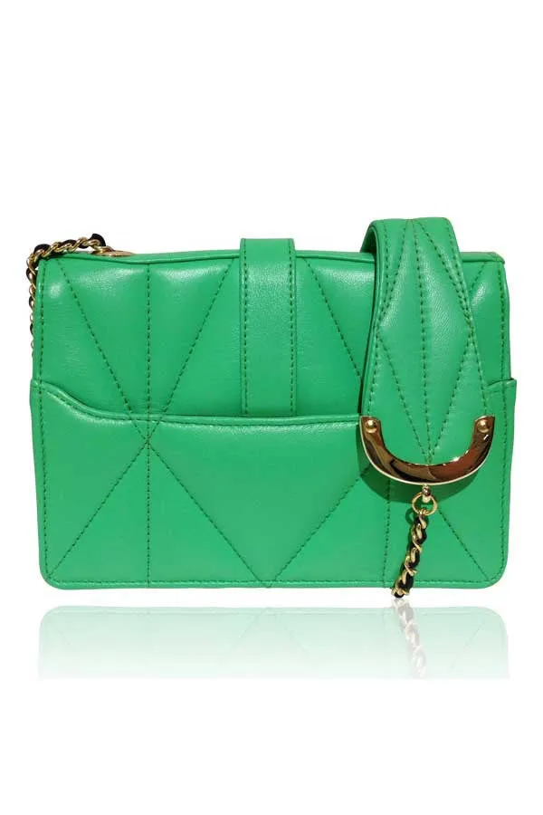 QUILTED SHEEP LEATHER MINI BOX BAG BRIGHT GREEN