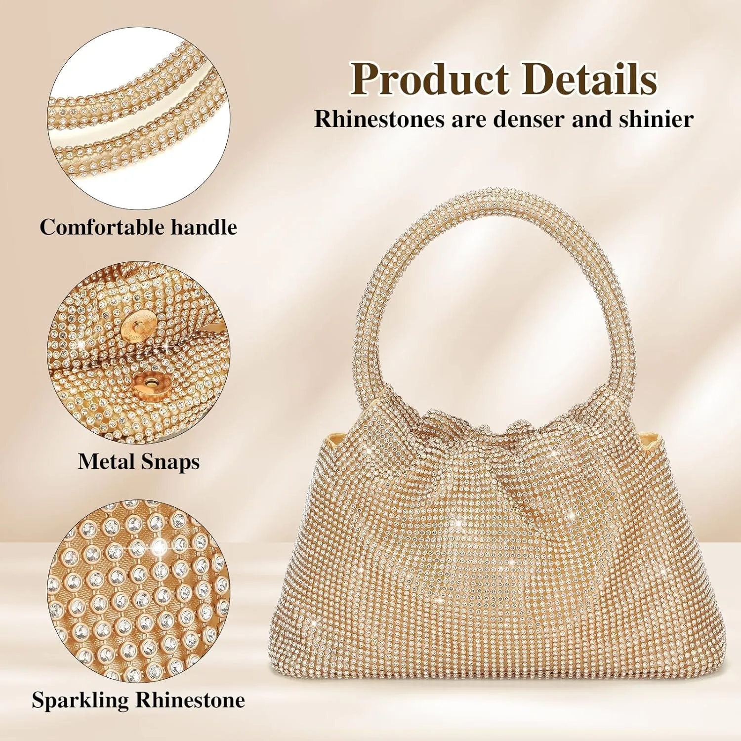 Rhinestone Clutch Purse for Women Top Handle Sparkly Diamond Evening Bag Glitter Mini Handbag for Evening Party