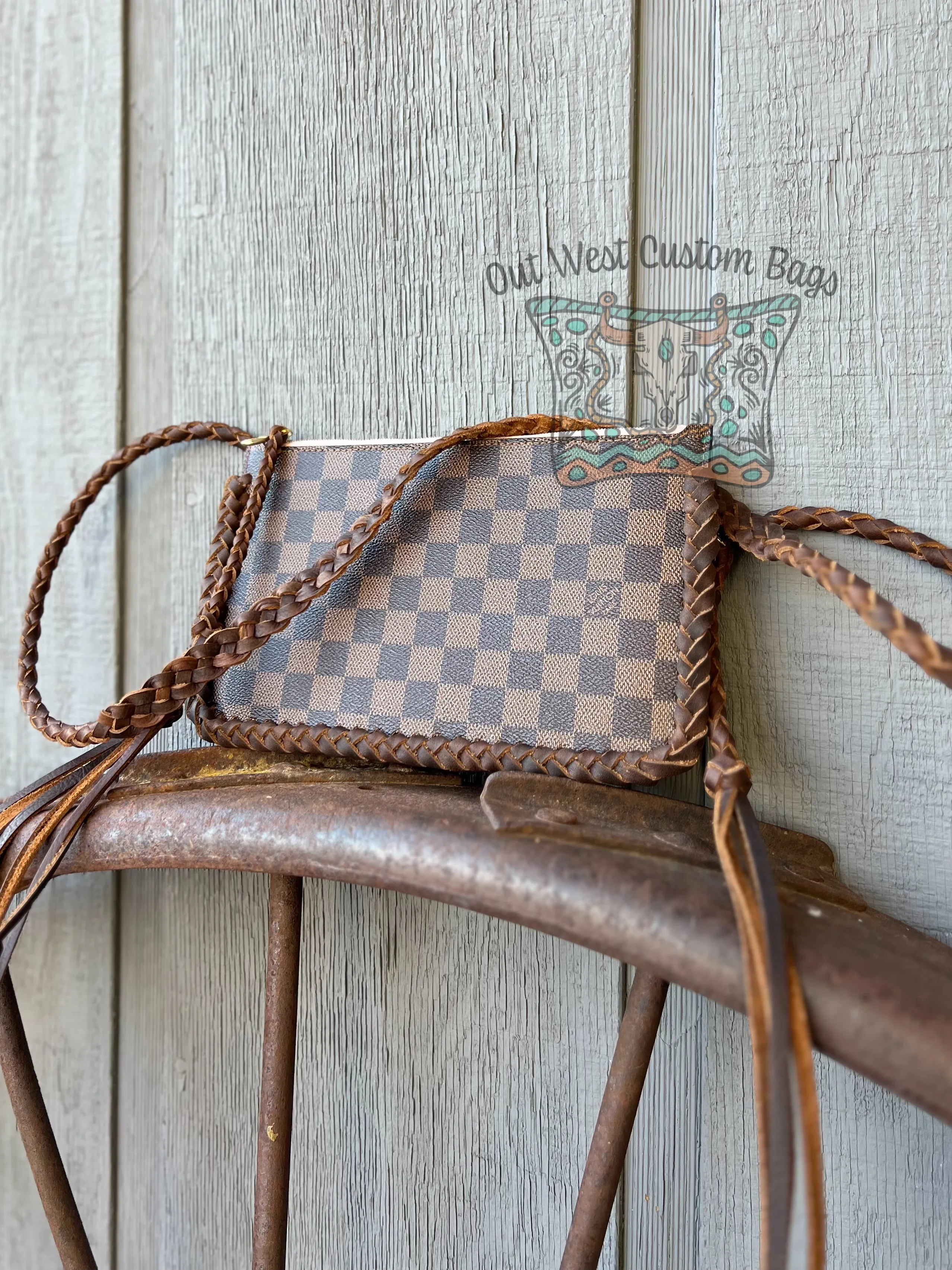 RTS Out West DE Neverfull Pouch Crossbody Brown Braid Work