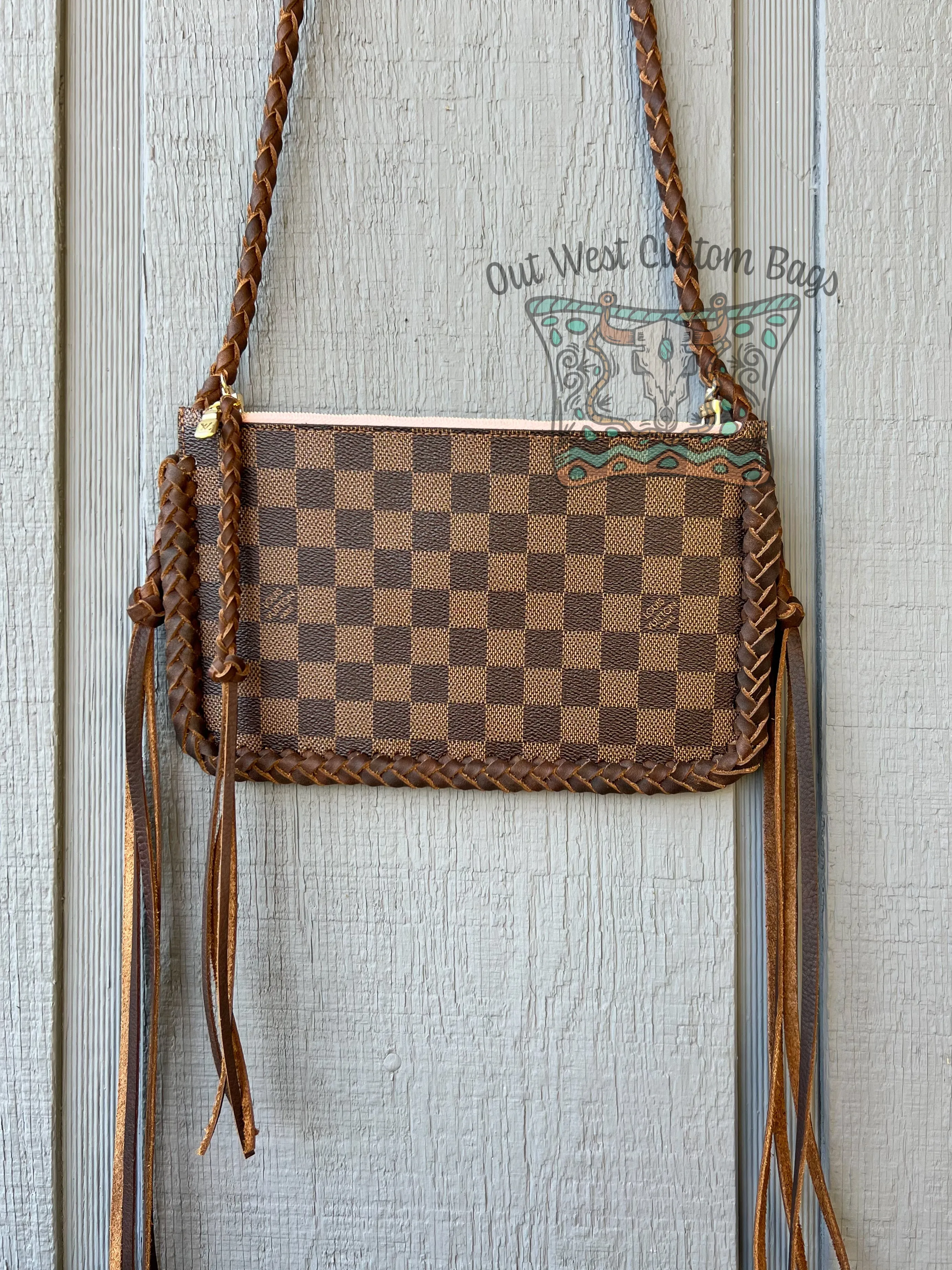 RTS Out West DE Neverfull Pouch Crossbody Brown Braid Work