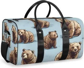 Rustic Travel Duffle Bag for Women Men Gym Duffel Foldable Bag Waterproof Weekender Cute Funny Bear Duffle Tote