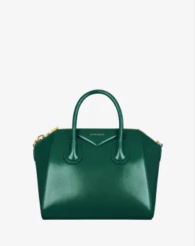 Small Antigona Bag In Box Leather Emerald Green