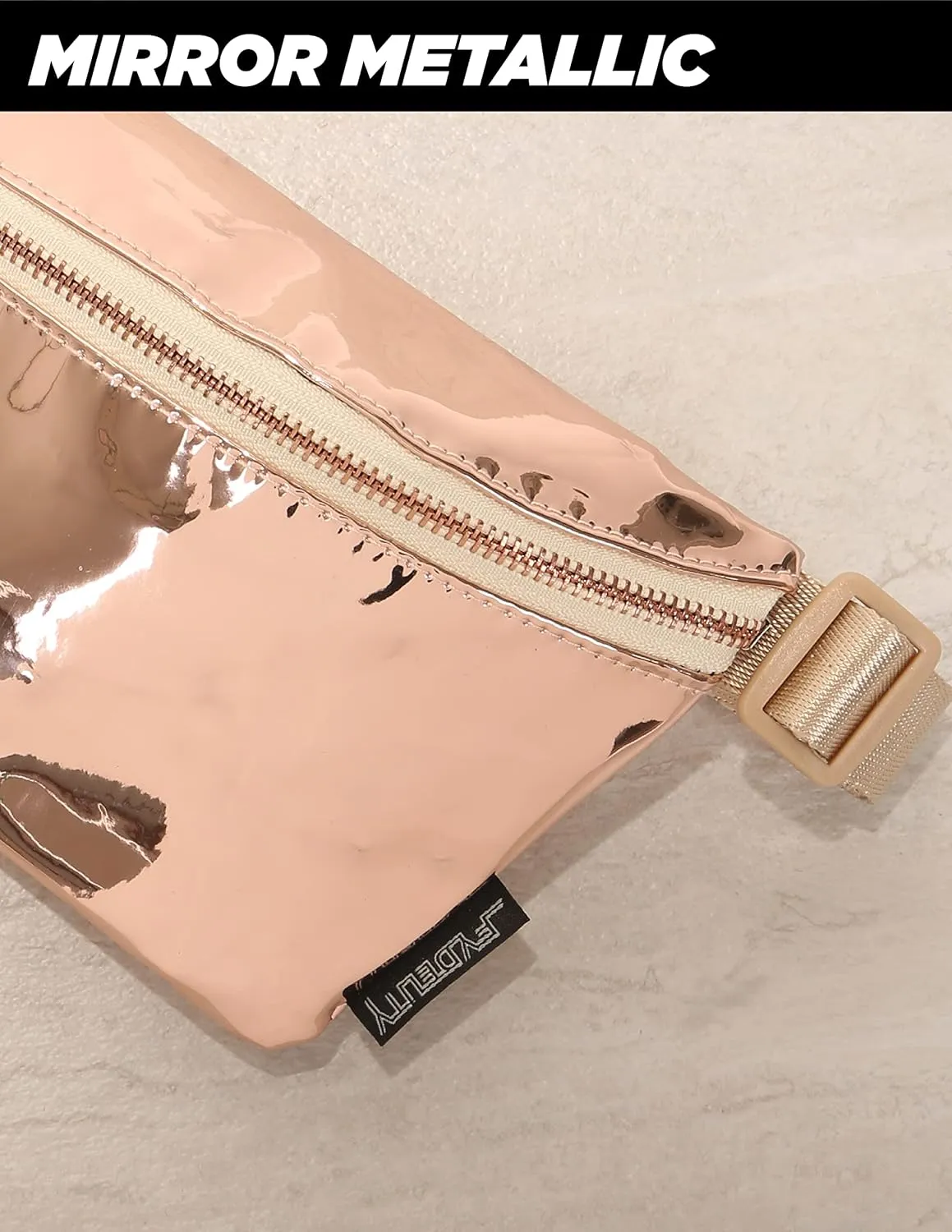 Small Fanny Packs for Women  80s/90s Slim Bum Bag  Unisex Crossbody Waist Belt Bag for Travel, Festivals, Sports & Daily Use  Waist Belt Bag for Women | Mirror Rose Gold