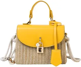 Straw Crossbody Bag for Women Summer Straw Rattan Wicker Purses Mini Beach Woven Handbags Shoulder Bag 2025