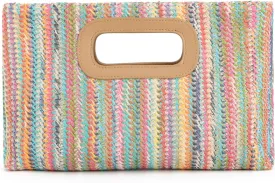 SUKUTU Straw Evening Bag Top Handle Clutch Handbag for Women Summer Beach Travel Crossbody Shoulder Bag with Chain