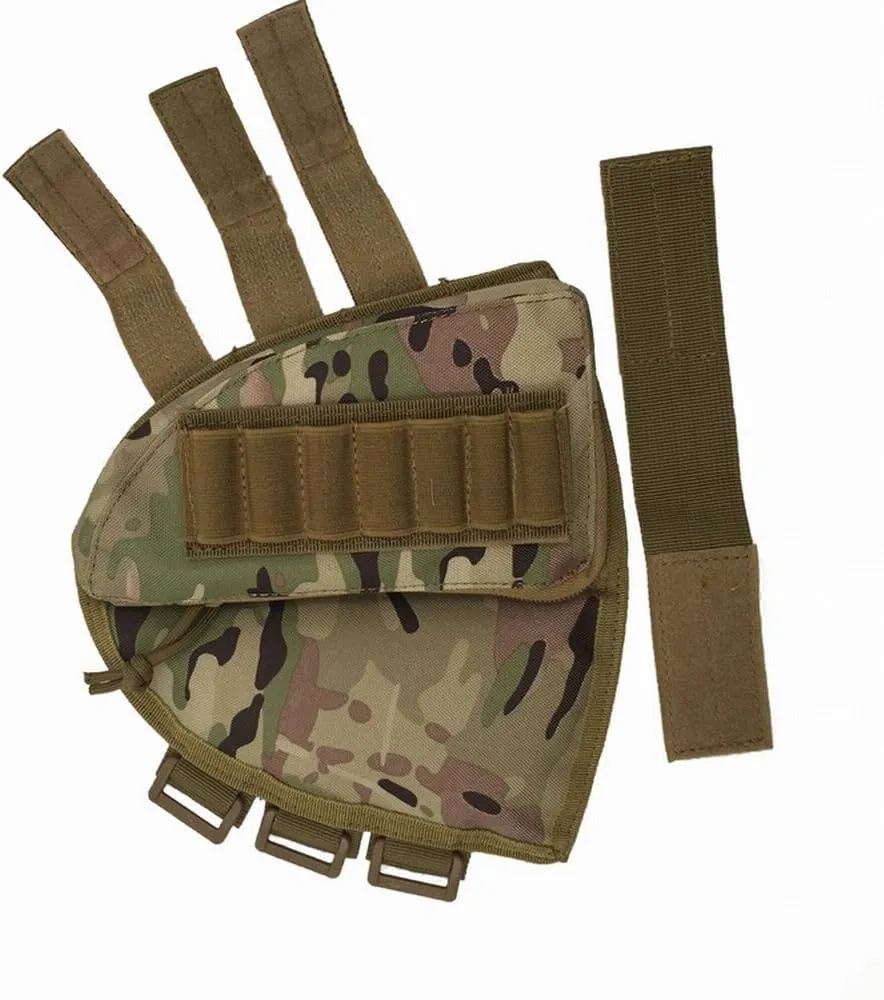 Tactical Buttstock Shotgun Rifle Stock Ammo Portable Pouch Shell Cartridge Holder Pouch Holder Cheek Nylon Pad Package