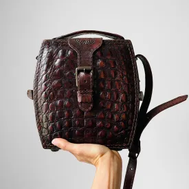 Textured Leather Structured Crossbody Satchel