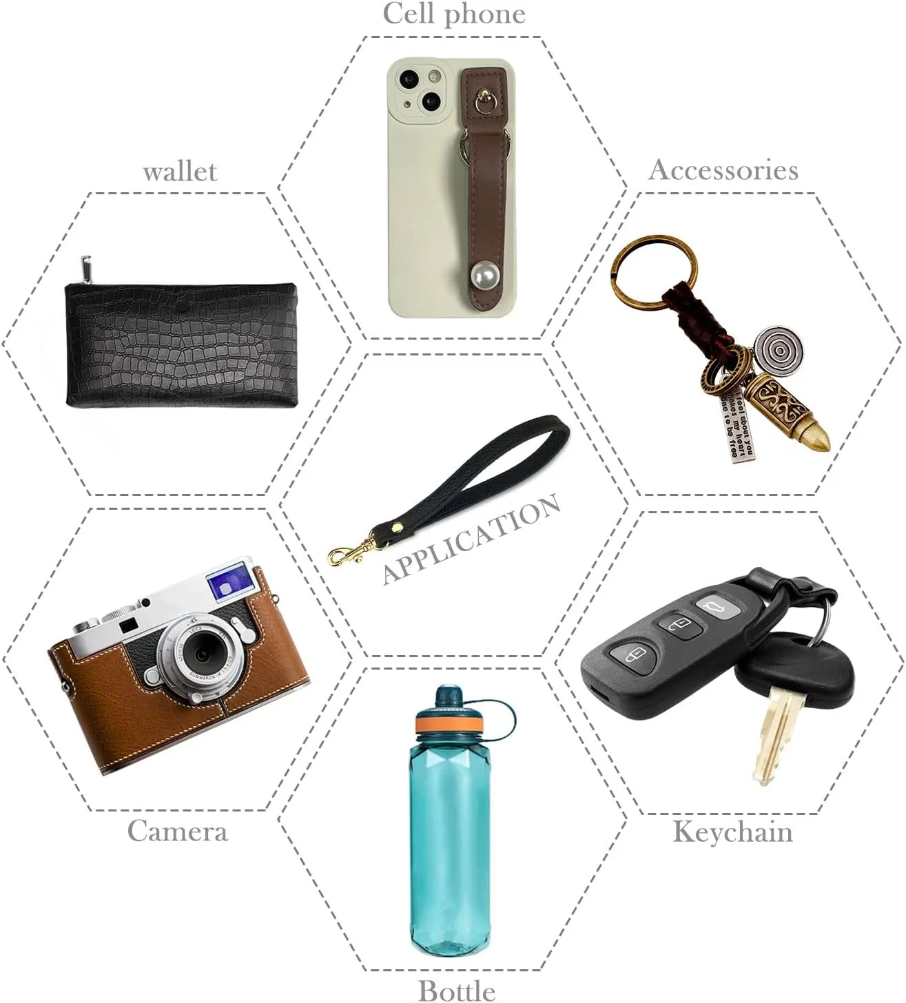 VanEnjoy Genuine Leather Keychain Wristlet Keychain Strap for Wallet Purse Clutch Cellphone Wristlet Key(Key Lock)