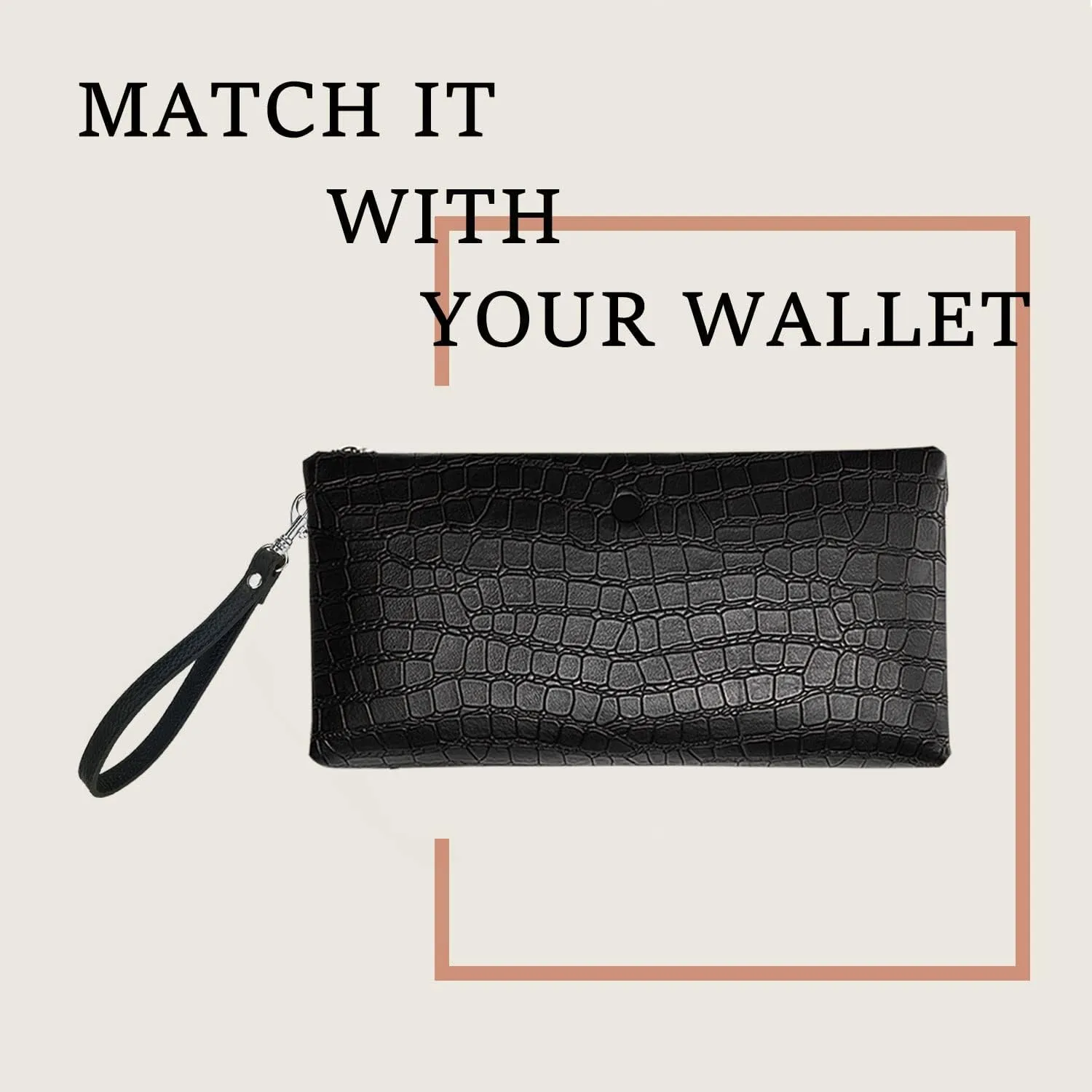 VanEnjoy Genuine Leather Keychain Wristlet Keychain Strap for Wallet Purse Clutch Cellphone Wristlet Key(Key Lock)