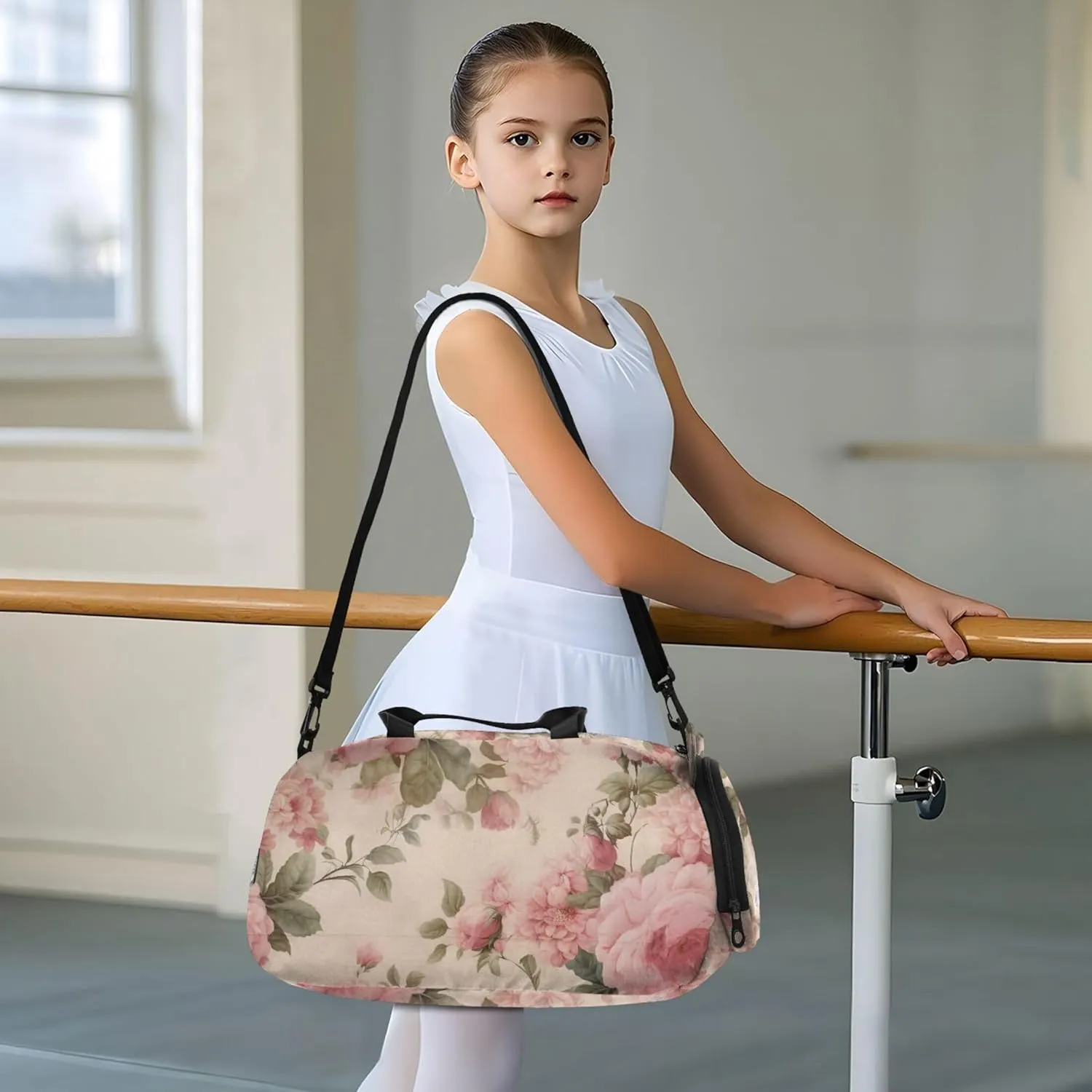 Vintage Pink Roses Duffle Bags for Traveling Tote Weekender Overnight Boys Carry on Duffel Bag Kids Gym Duffle