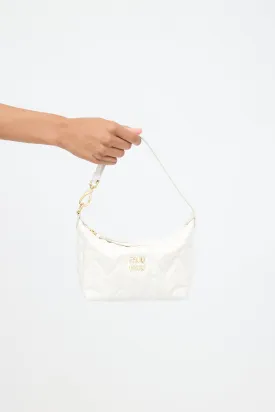 White Leather Small Spirit Ciré Zip Bag