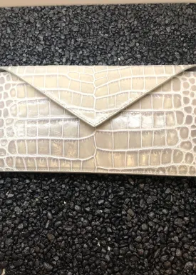W.KLEINBERG Leather Slim Envelope Clutch Handbag - Mink