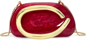 Women Acrylic Clutch Purse Metal Handle Evening Bag Trendy Box Shoulder Crossbody Bag Handbag for Wedding Party Causal