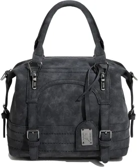 Women's Vintage Western Doctor Boston Washed Vegan Leather Top Handle Crossbody Tote Work Bag